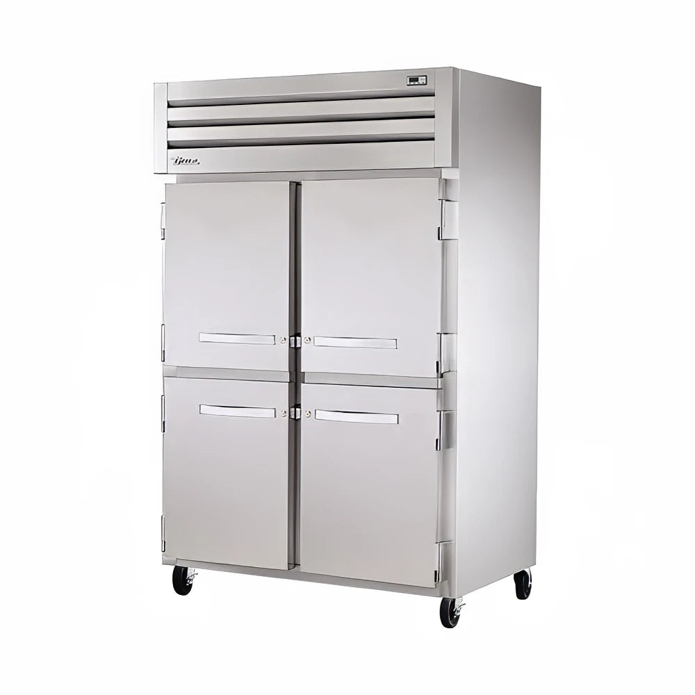 True STR2H-4HS 54" Half Solid Doors 2-Section Heated Cabinet
