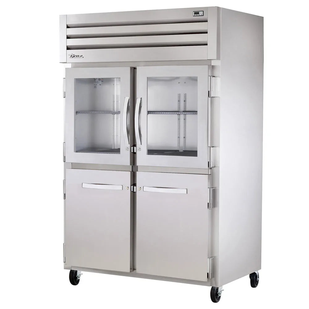 True STR2R-2HG/2HS-HC 54" Glass/Solid Doors 2-Section Refrigerator