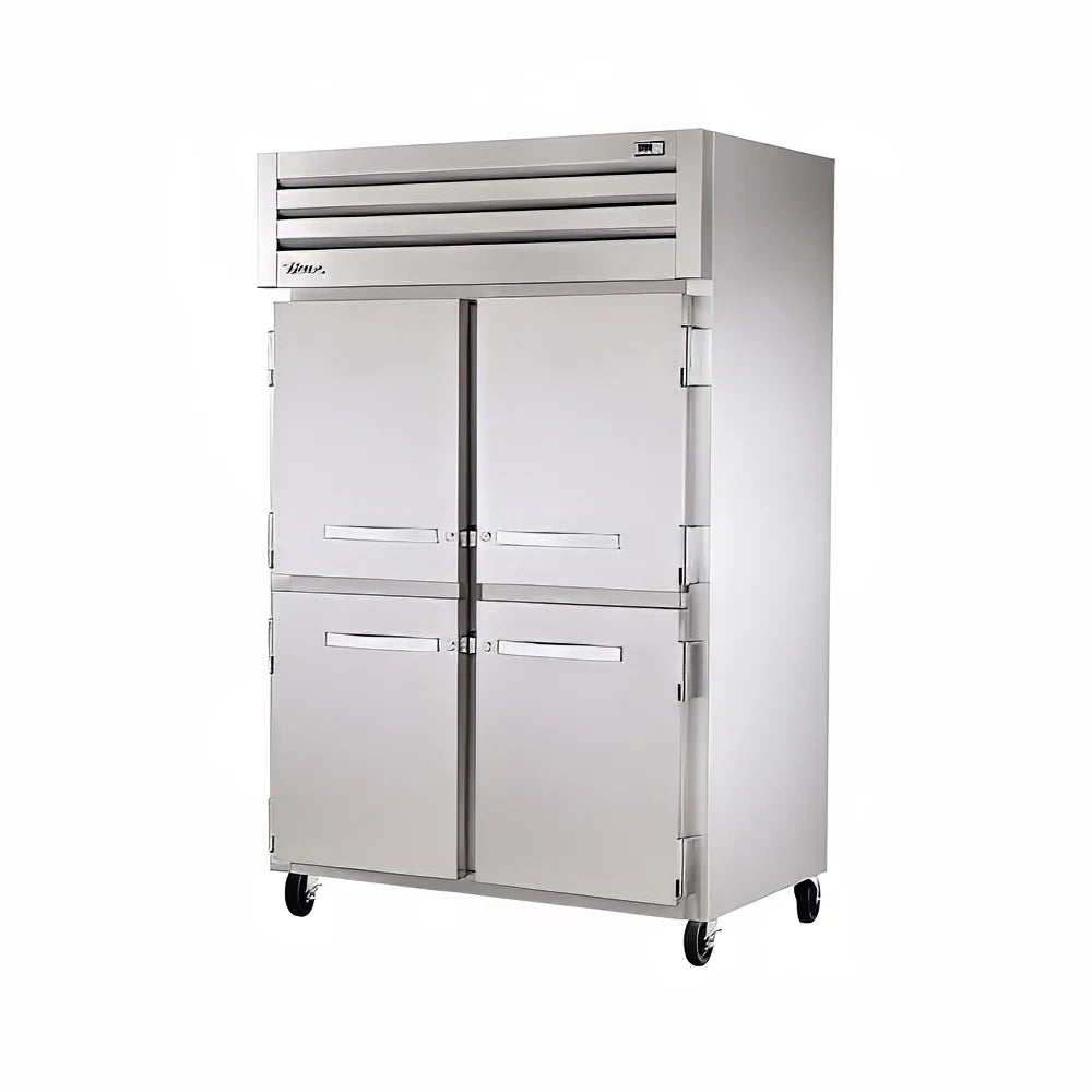 True STR2R-4HS-HC 54" Half Solid Doors 2-Section Refrigerator