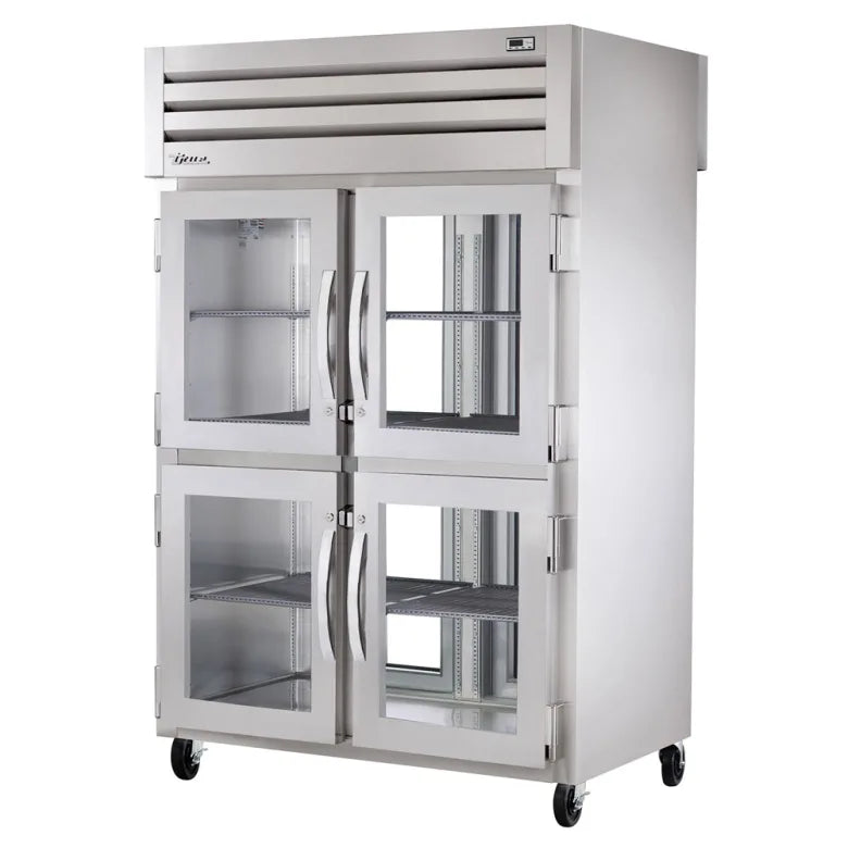 True STR2RPT-4HG-2G-HC 54" Half Glass Doors 2-Section Pass-Thru Refrigerator