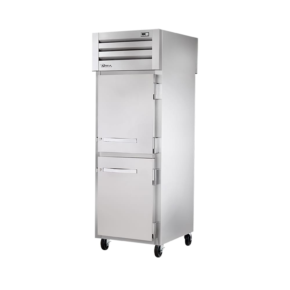 True STR1FPT-2HS-2HS-HC 27" Half Solid Doors 1-Section Pass-Thru Freezer