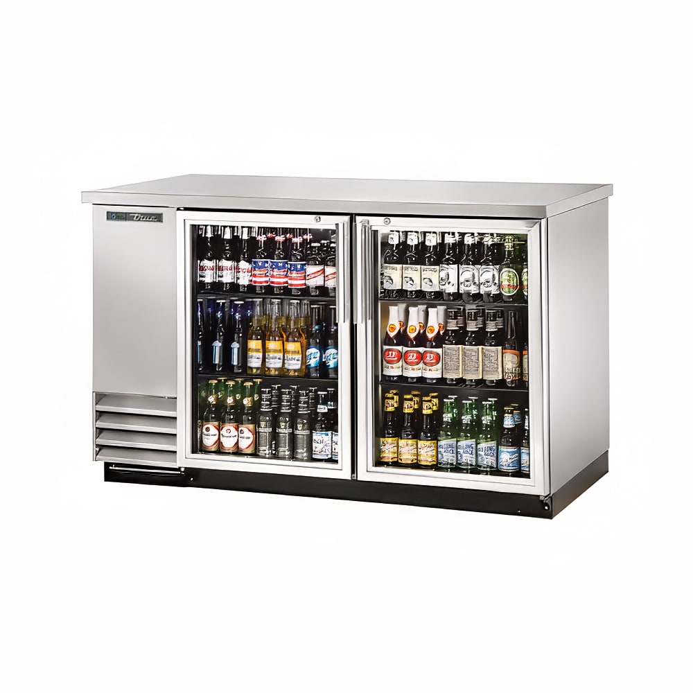 True TBB-2G-S-HC-LD 59" 2-Section Glass Doors Back Bar Cooler