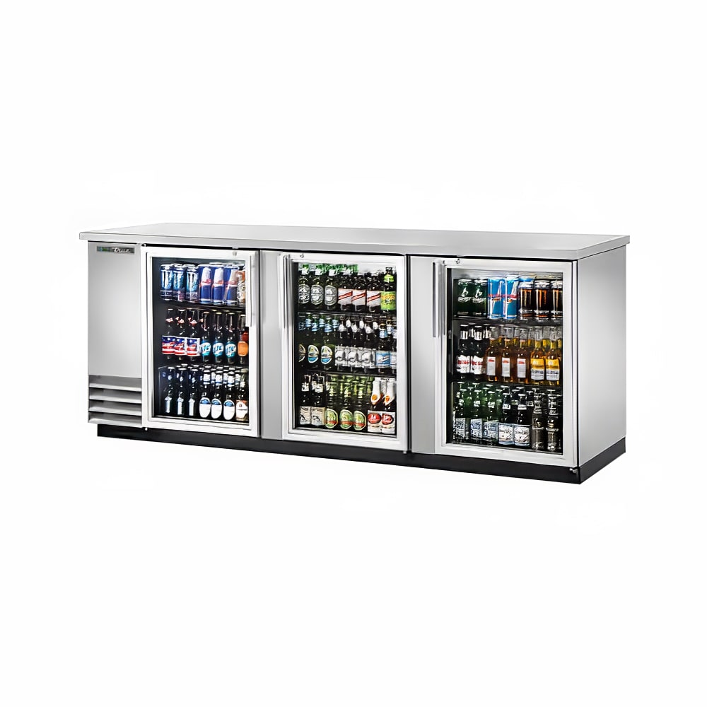 True TBB-4G-S-HC-LD 90" 4-Section Glass Doors Back Bar Cooler