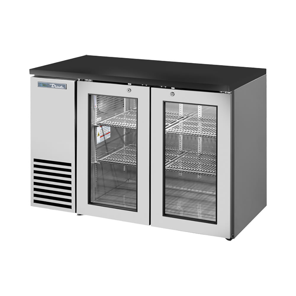 True TBB24-48-2G-Z1-BST-S-1 48" Glass Doors Back Bar Cooler