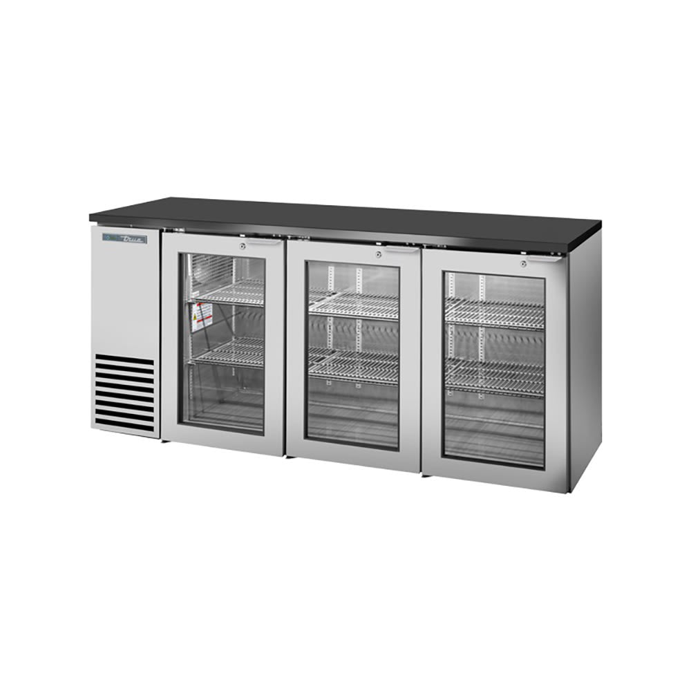True TBB24-72-3G-Z1-BST-S-1 72" Glass Doors Back Bar Cooler