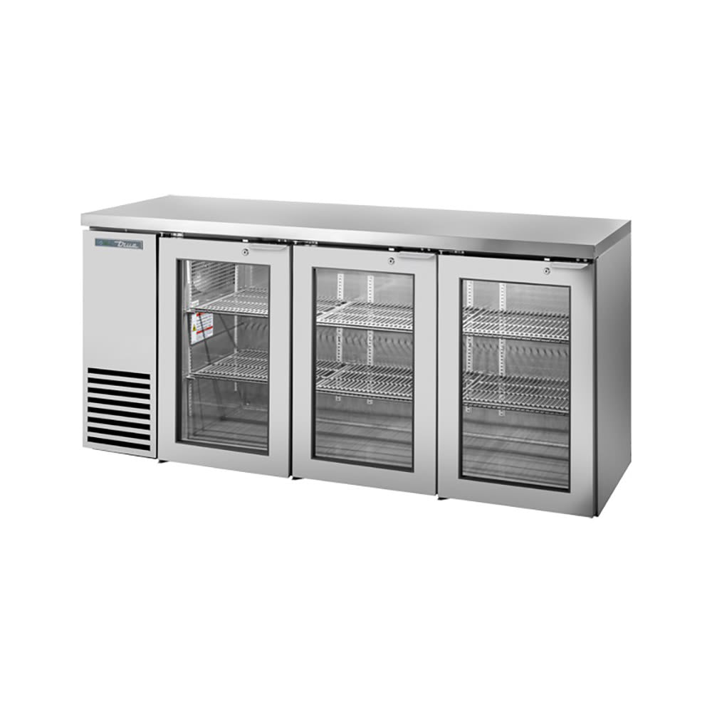 True TBB24-72-3G-Z1-SFT-S-1 72" Glass Doors Back Bar Cooler
