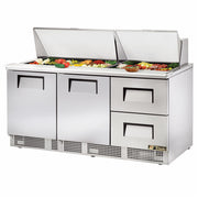 True TFP-72-30M-D-2-HC 72" 30-Pan 2-Drawer Food Prep Table