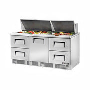 True TFP-72-30M-D-4-HC 72" 30-Pan 4-Drawer Food Prep Table