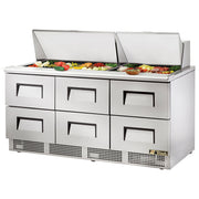 True TFP-72-30M-D-6-HC 72" 30-Pan 6-Drawer Food Prep Table