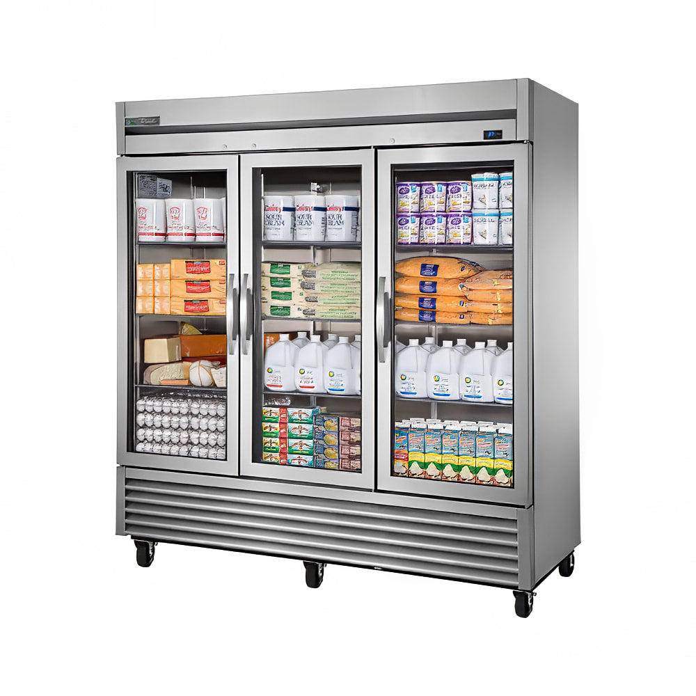 True TS-72G-HC~FGD01 78" Glass Doors 3-Section Freezer