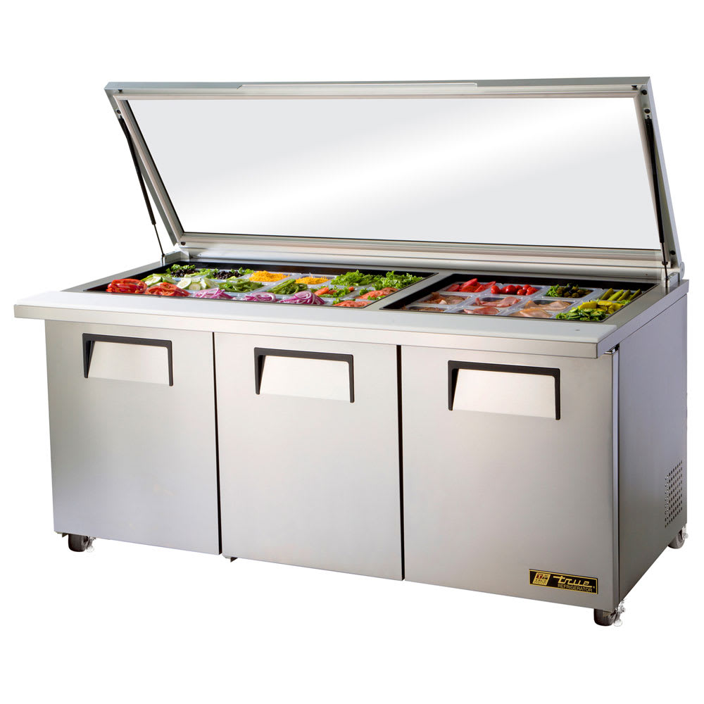 True TSSU-72-30M-B-ST-FGLID-HC 72" 30-Pan Sandwich/Salad Prep Table