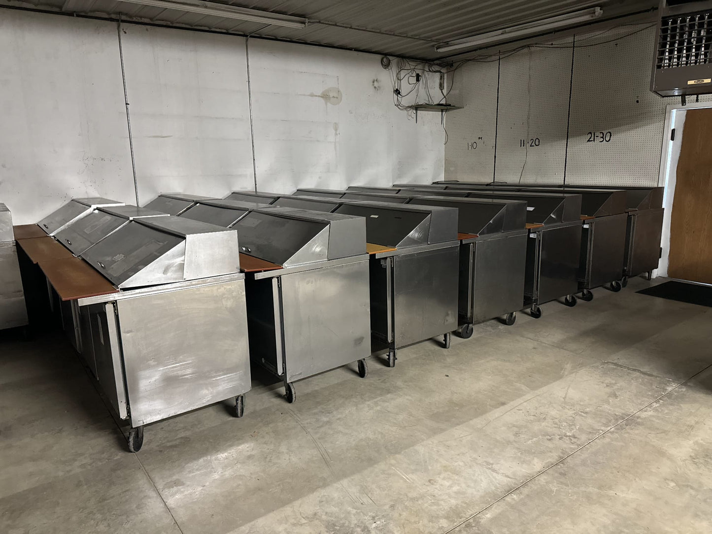 Wholesale lot of 4 Beverage-Air SPE48-18M  48" 2 Door Mega Top Refrigerated Prep Tables- JS