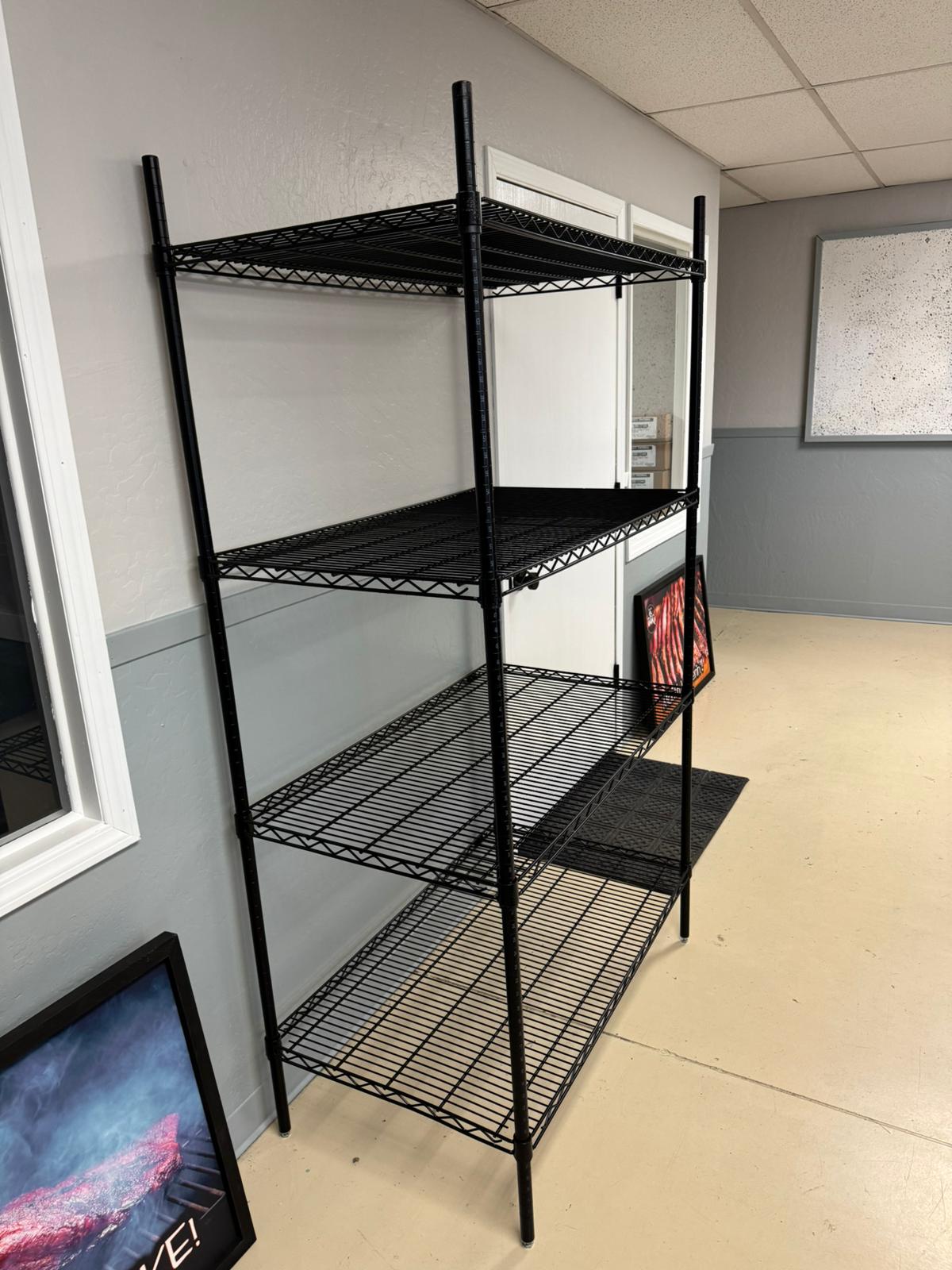 New Quantum Storage Systems Wire Shelving, 18"X36"X74", Black Epoxy Coated Steel