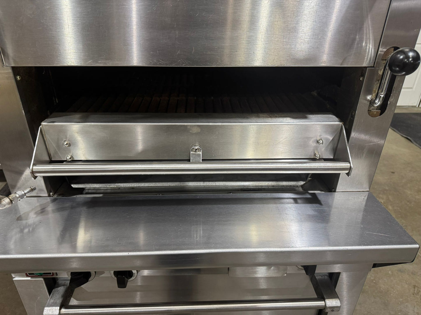 Used Garland M100XRM Upright Infrared Broiler with Standard and Finishing Ovens - 110,000 BTU NG