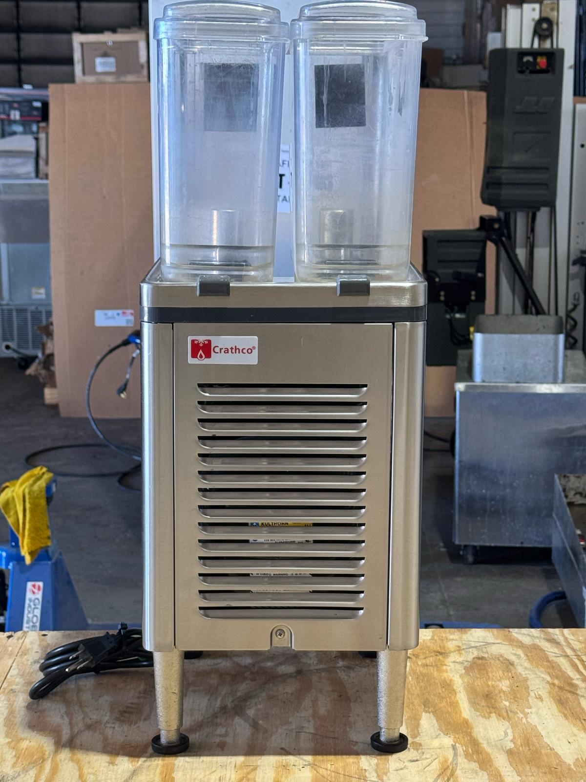 Used Crathco Double 2.4 Gallon 2 Bowl Premix Cold Beverage Dispenser with Agitator 120V