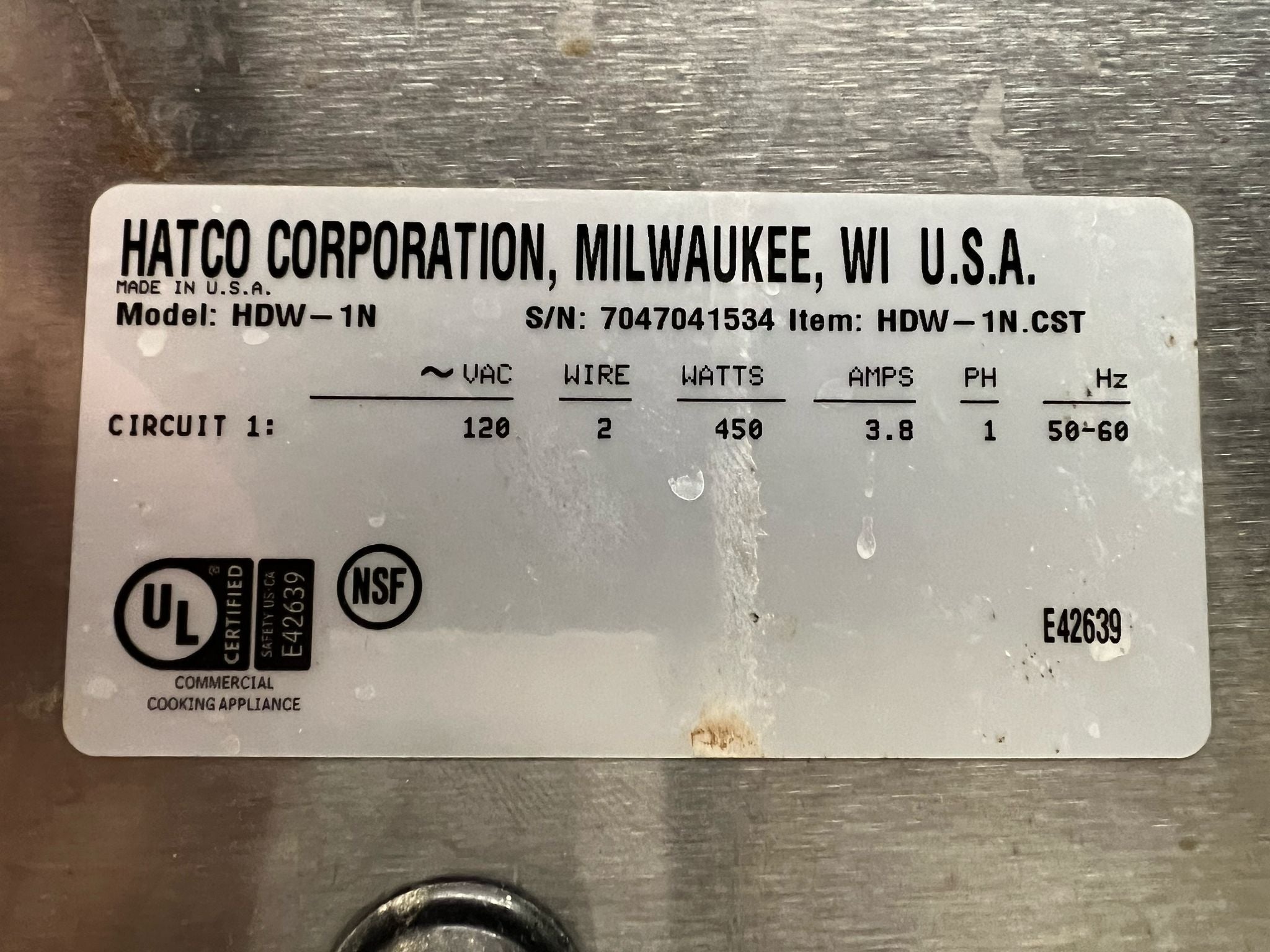 Used Hatco HDW-1N Countertop Insulated Heated Warming Drawer 120V