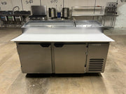 Used 67" Beverage Air DP67-CL Clear Lid Refrigerated Pizza Prep Table 120V