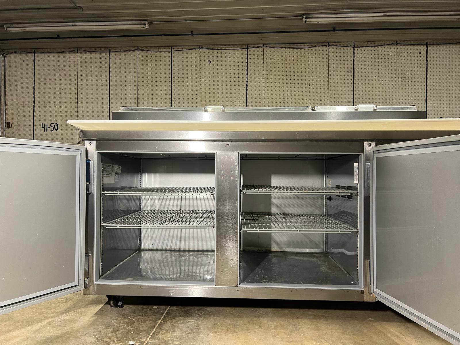 Used 67" Beverage Air DP67-CL Clear Lid Refrigerated Pizza Prep Table 120V