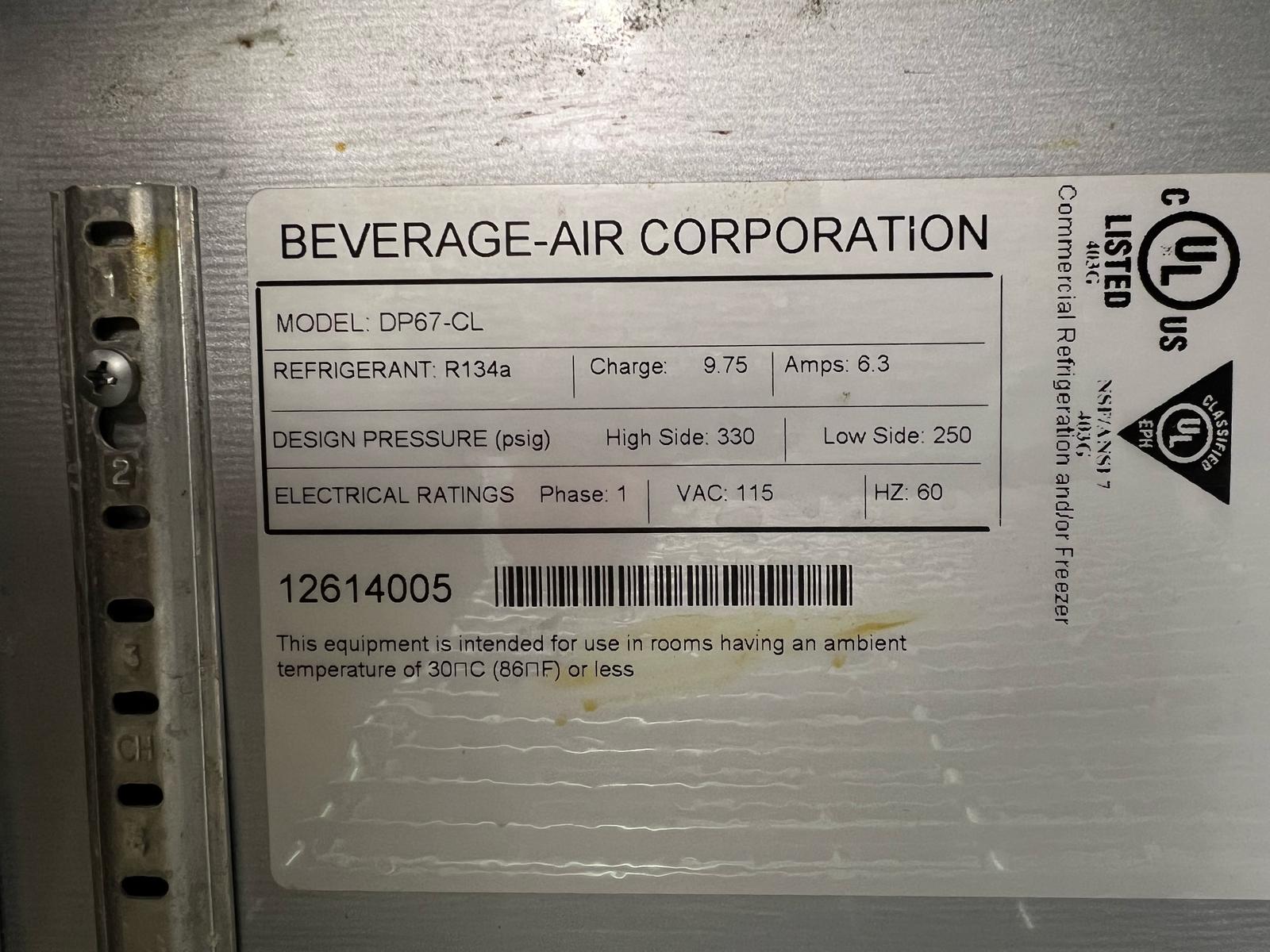 Used 67" Beverage Air DP67-CL Clear Lid Refrigerated Pizza Prep Table 120V