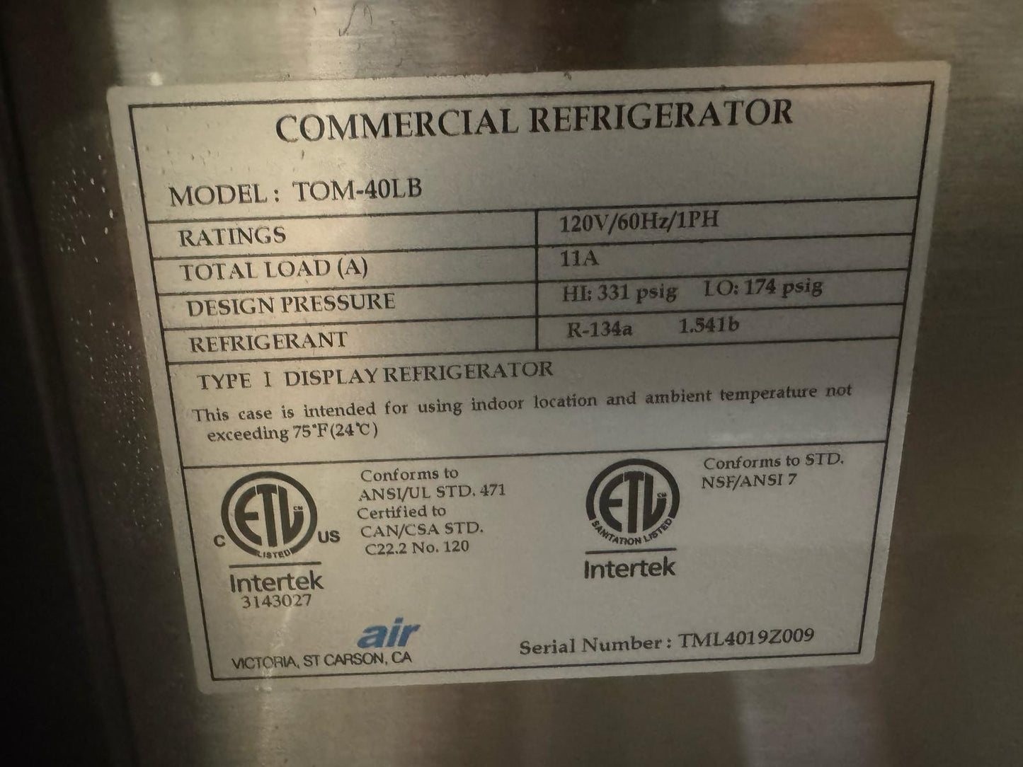Used 39" Turbo Air TOM-40LB Refrigerated Open Self Serve Display 120V