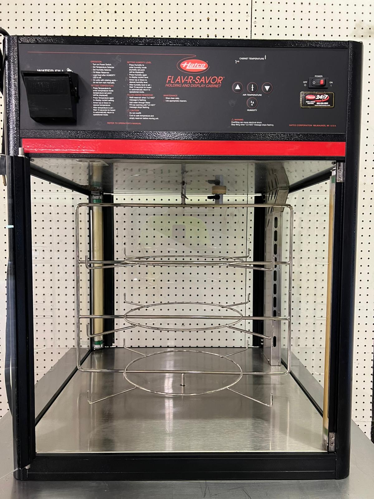 Used Hatco FSD-2 Two Door Heated Pizza Display Cabinet w/Circle Rack and Motor 120V
