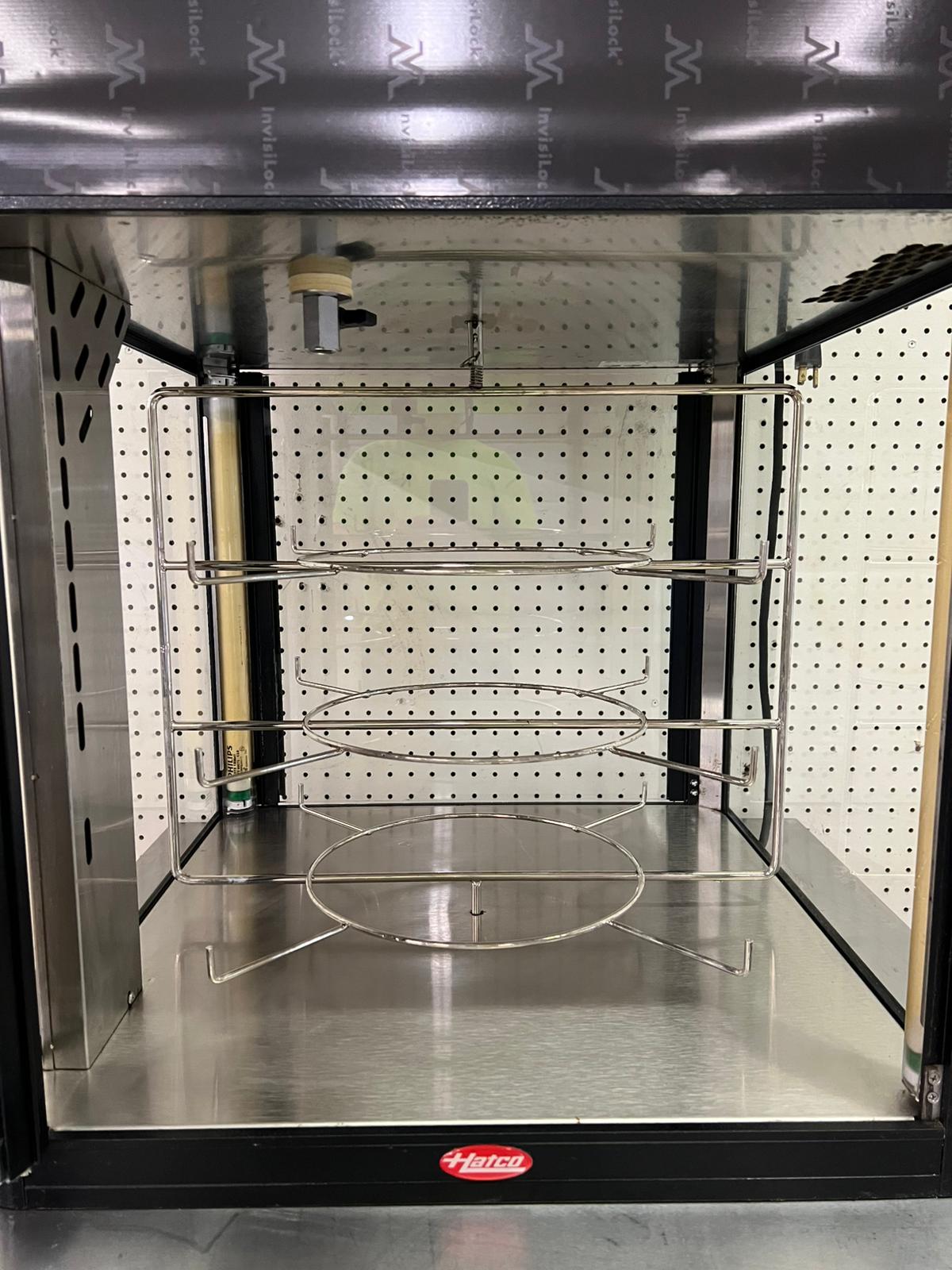 Used Hatco FSD-2 Two Door Heated Pizza Display Cabinet w/Circle Rack and Motor 120V
