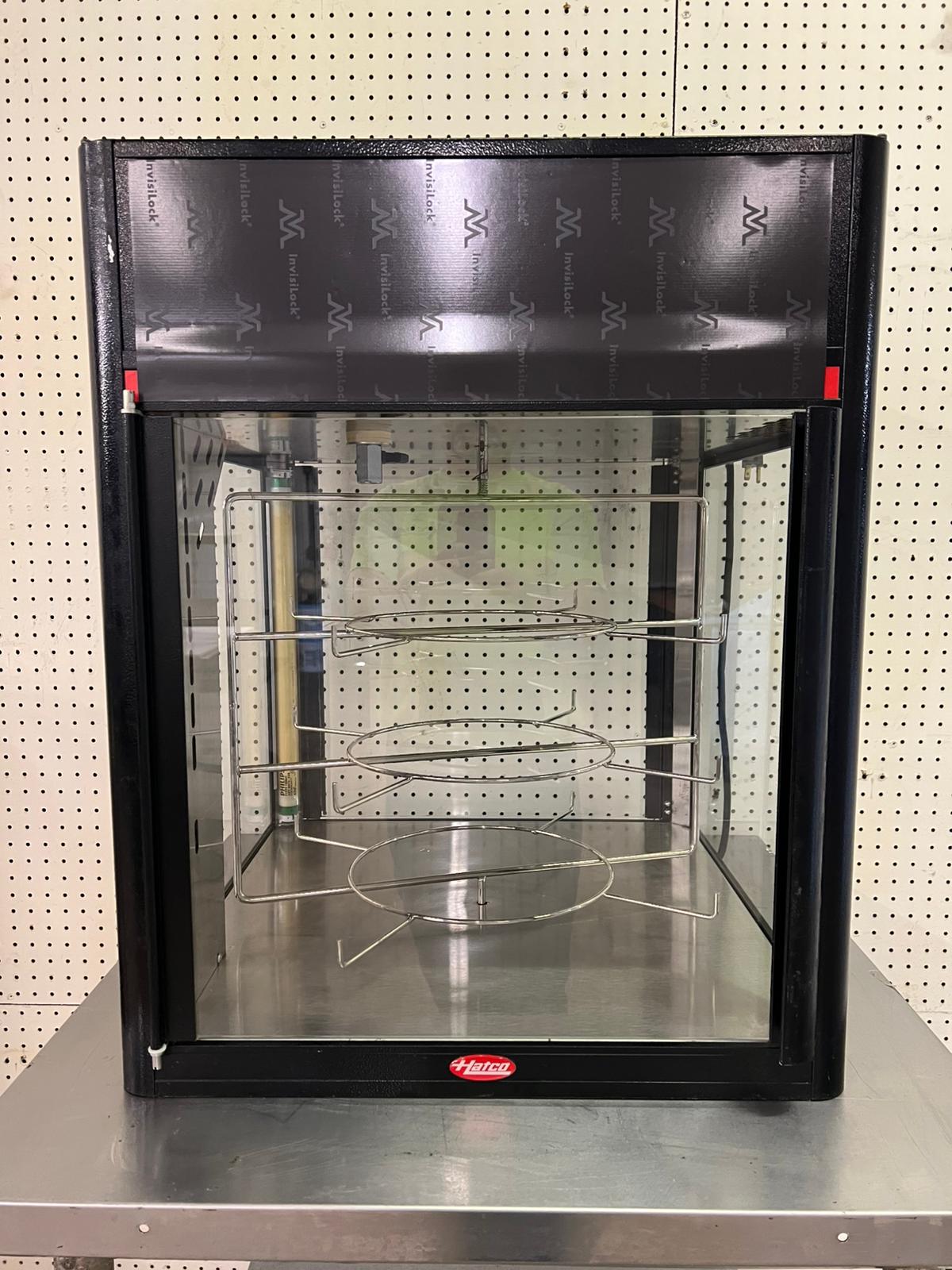 Used Hatco FSD-2 Two Door Heated Pizza Display Cabinet w/Circle Rack and Motor 120V