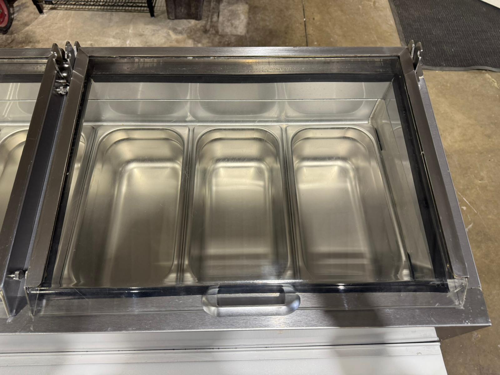 Used 67" Beverage Air DP67-CL Clear Lid Refrigerated Pizza Prep Table 120V