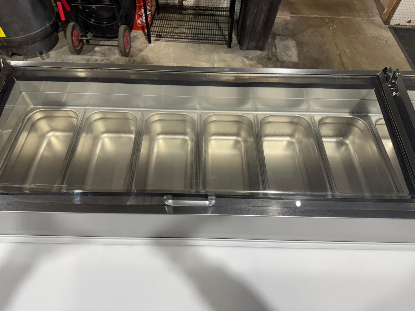 Used 67" Beverage Air DP67-CL Clear Lid Refrigerated Pizza Prep Table 120V