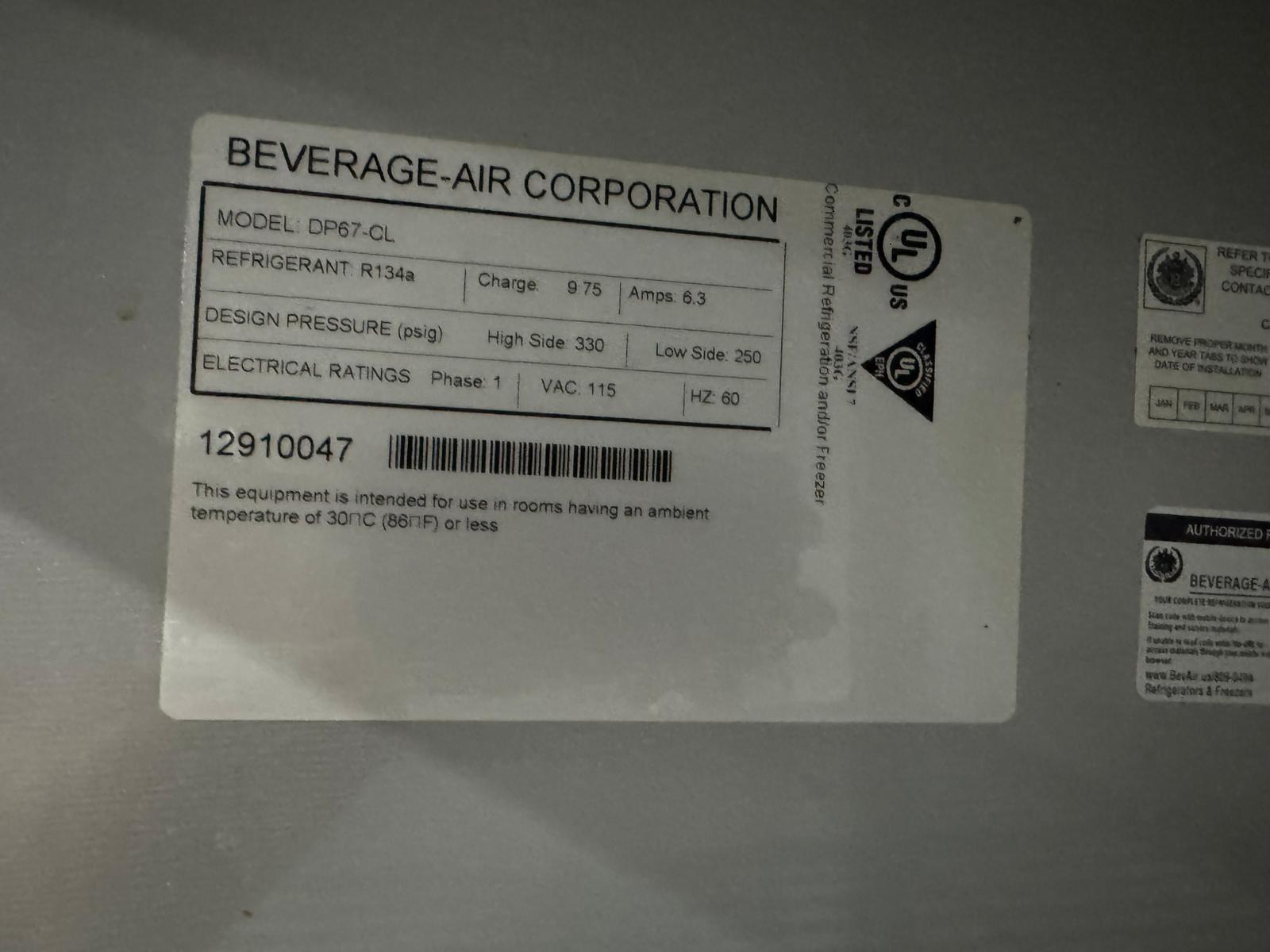 Used 67" Beverage Air DP67-CL Clear Lid Refrigerated Pizza Prep Table 120V