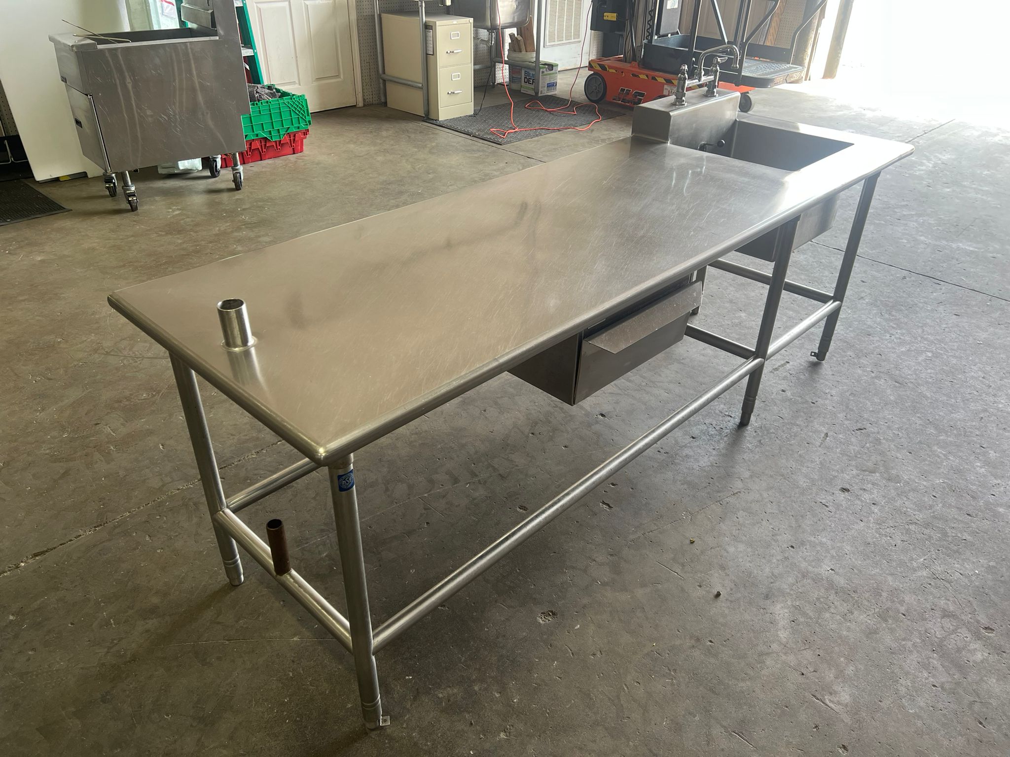 Used 96" Stainless Steel Single compartment Sink with Drawer and Faucet - Falcon Restaurant Supply - 2