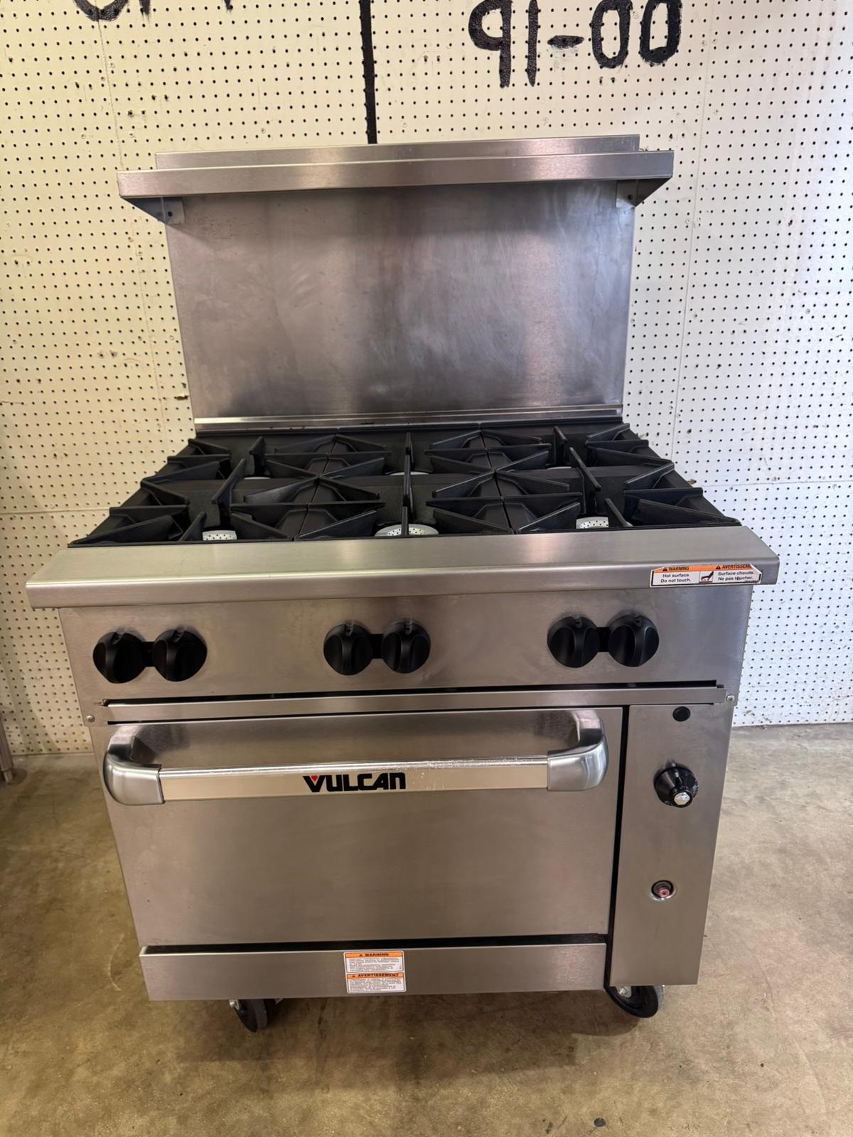 Used 36" Vulcan 36S-6BN 6 Burner Range with Standard Oven NG 215,000 BTU