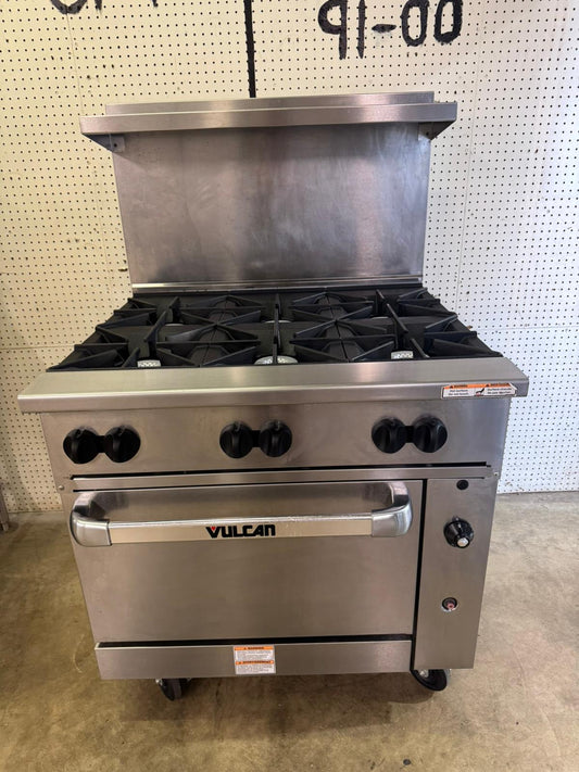 Used 36" Vulcan 36S-6BN 6 Burner Range with Standard Oven NG 215,000 BTU
