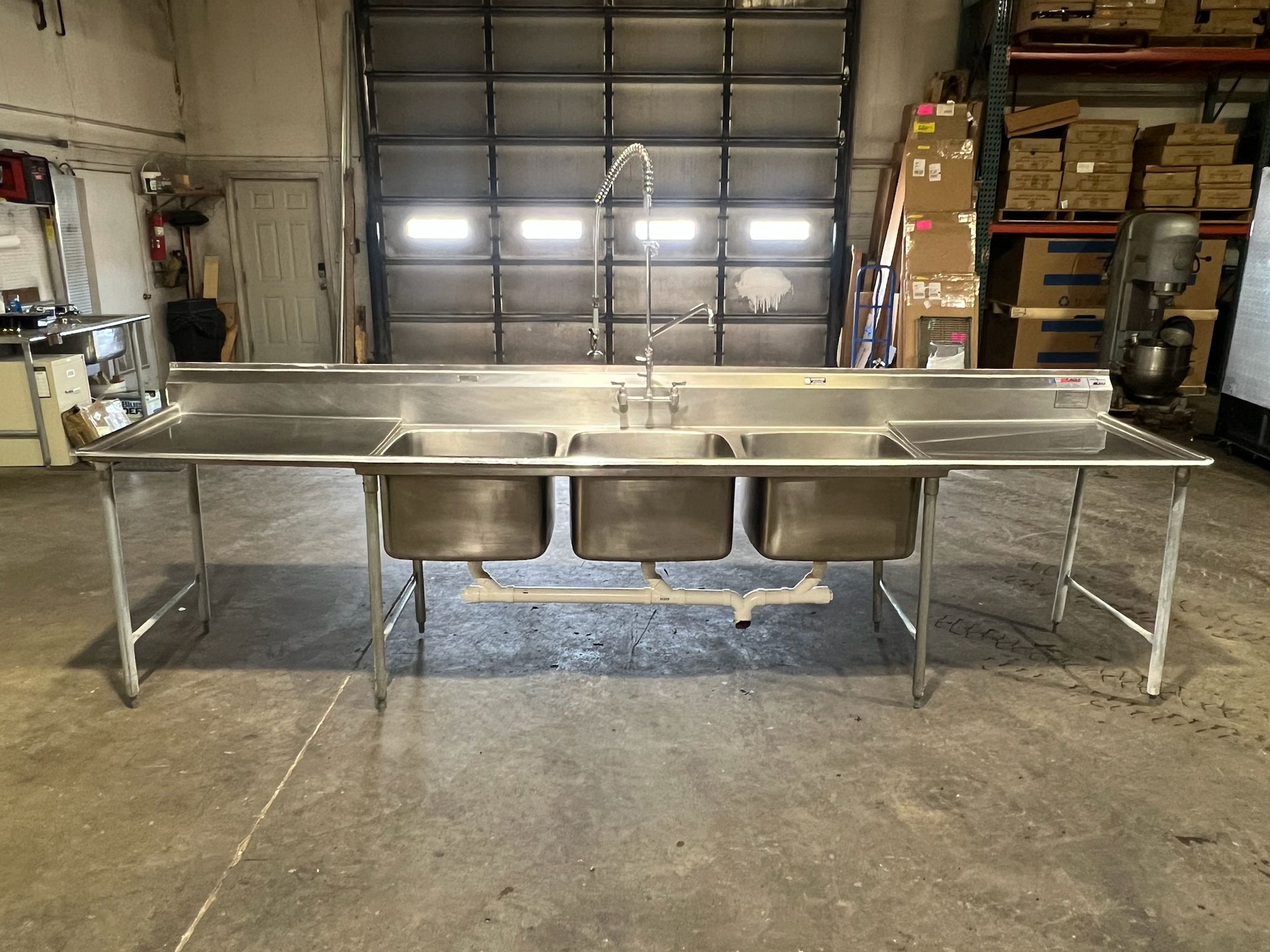 Used 150" Eagle Stainless 3 Compartment Sink with Faucet and Sprayer