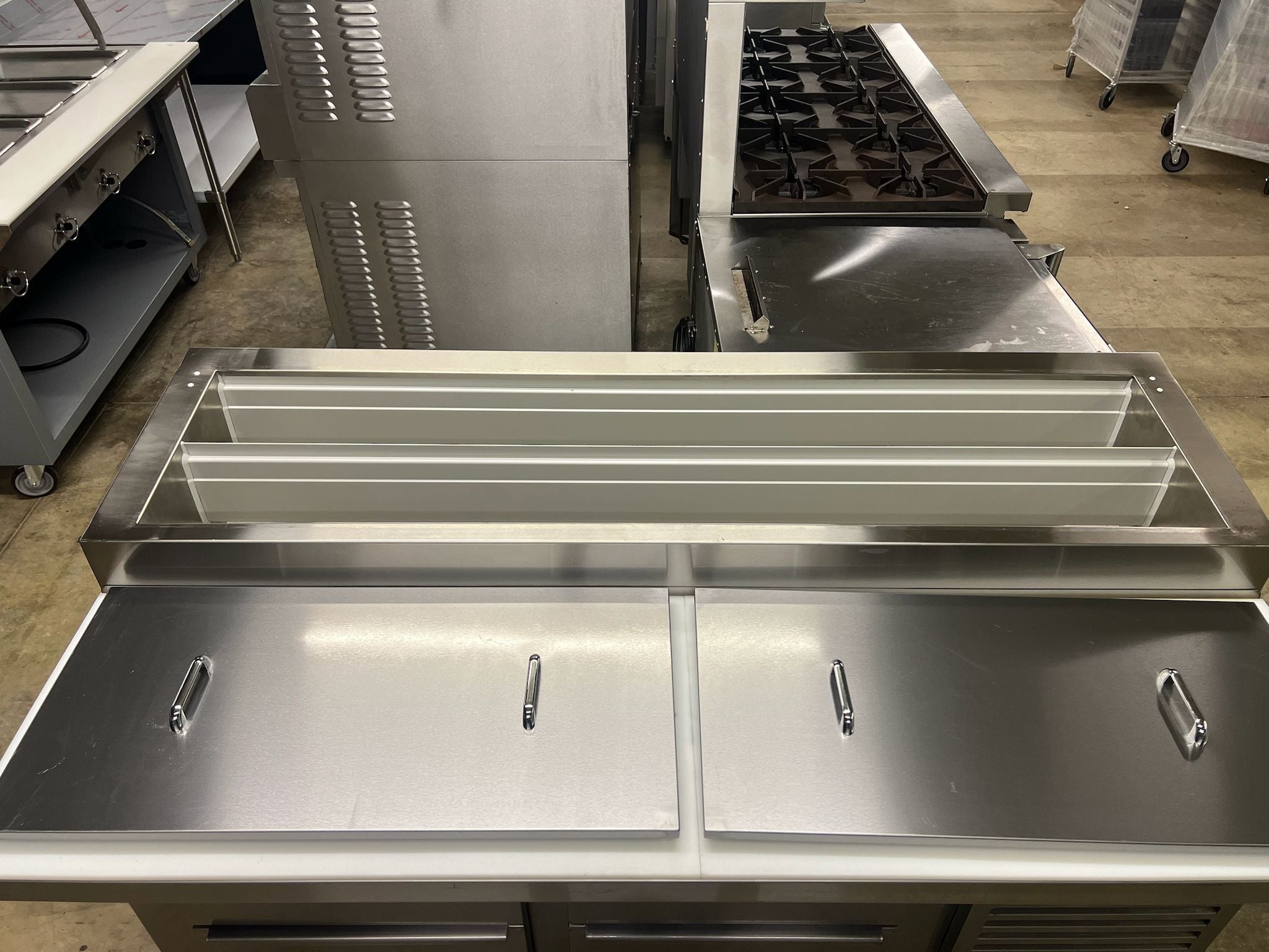 Used 2022 71" Traulsen TB071SL2S Two Section Refrigerated Glycol Prep Table 115V