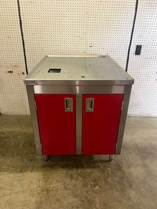 Used 30"x37" Stainless Work Table 2 Door Cabinet