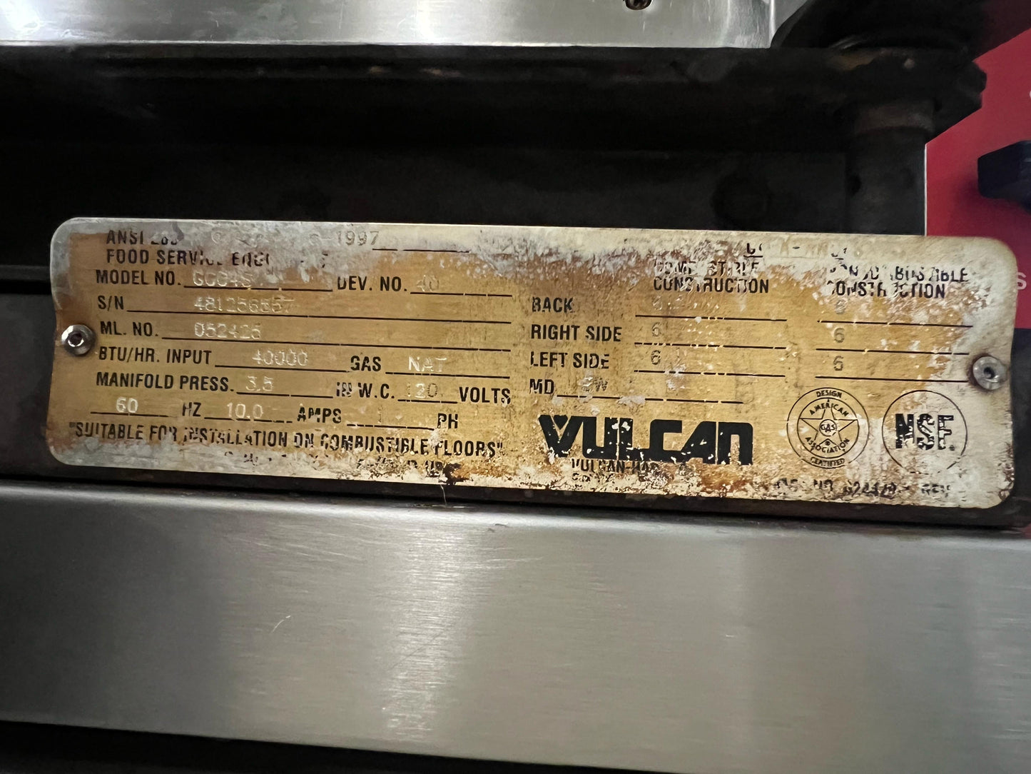 Used Vulcan GCO4S Natural Gas Double Stack Convection Oven