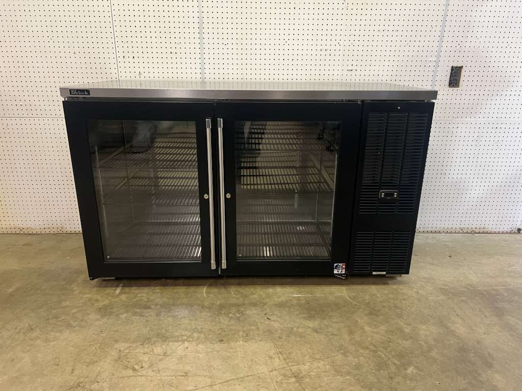 Used 60" Perlick BBS60 Stainless Steel Glass Door Back Bar Refrigerator 120V