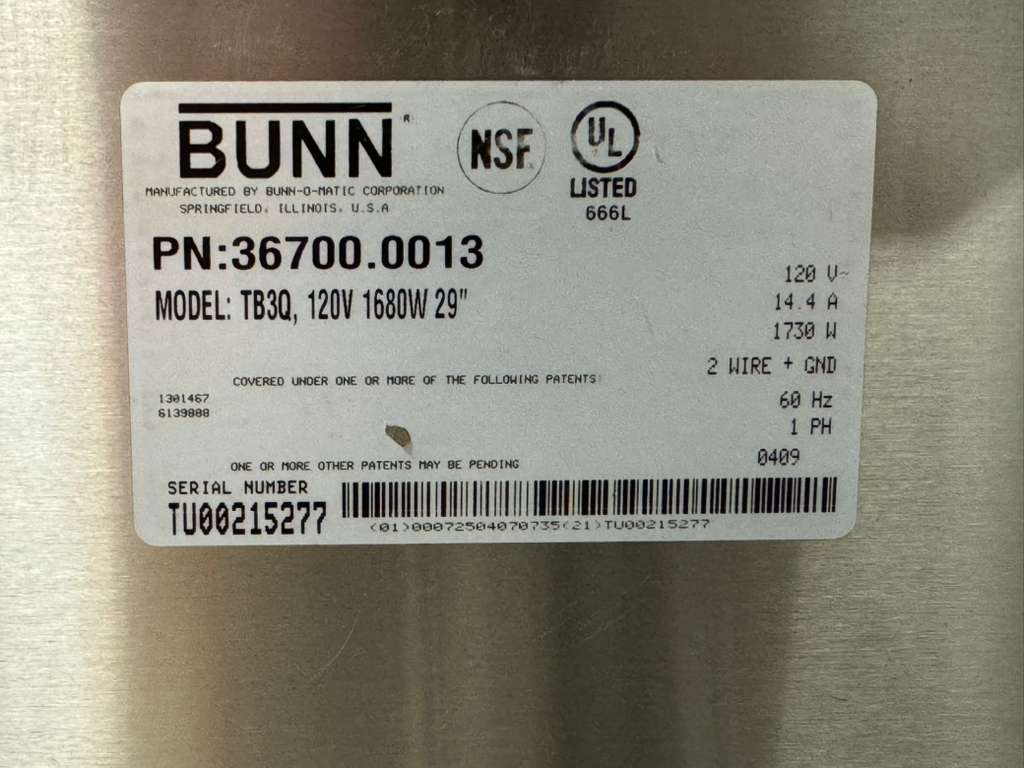 Used Bunn 36700.0013 TB3Q 3 Gallon Iced Tea Brewer with 2 Dispensers  120V
