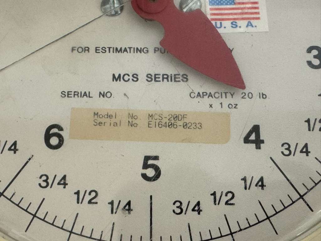 Used Cardinal Detecto MCS-20DF 20lb Dual Faced Hanging Scale