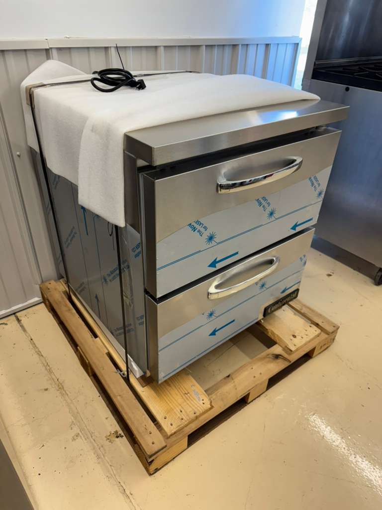 New 27" Continental D27N Designer Line Undercounter 2 Drawer Refrigerator 120V