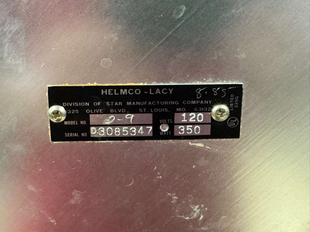 Used Vintage Helmco Hot Fudge Topping Warmer Dispenser 120V 350W