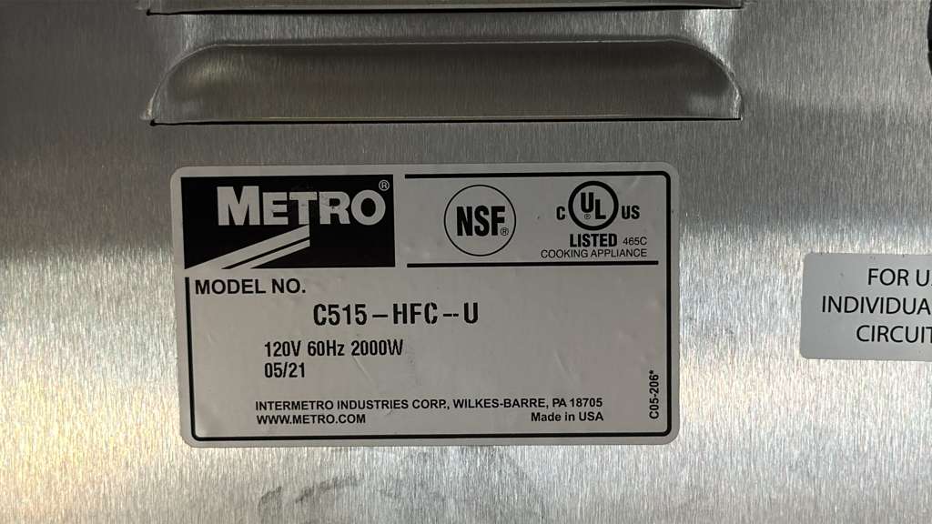 New Metro C515-HFC-U C5 1 Series Non-Insulated Heated Holding Cabinet 120V