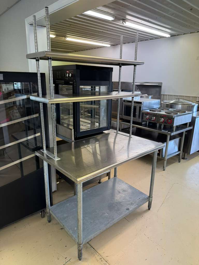 Used 48"x 30"x 83" Stainless Steel Table with Overshelves