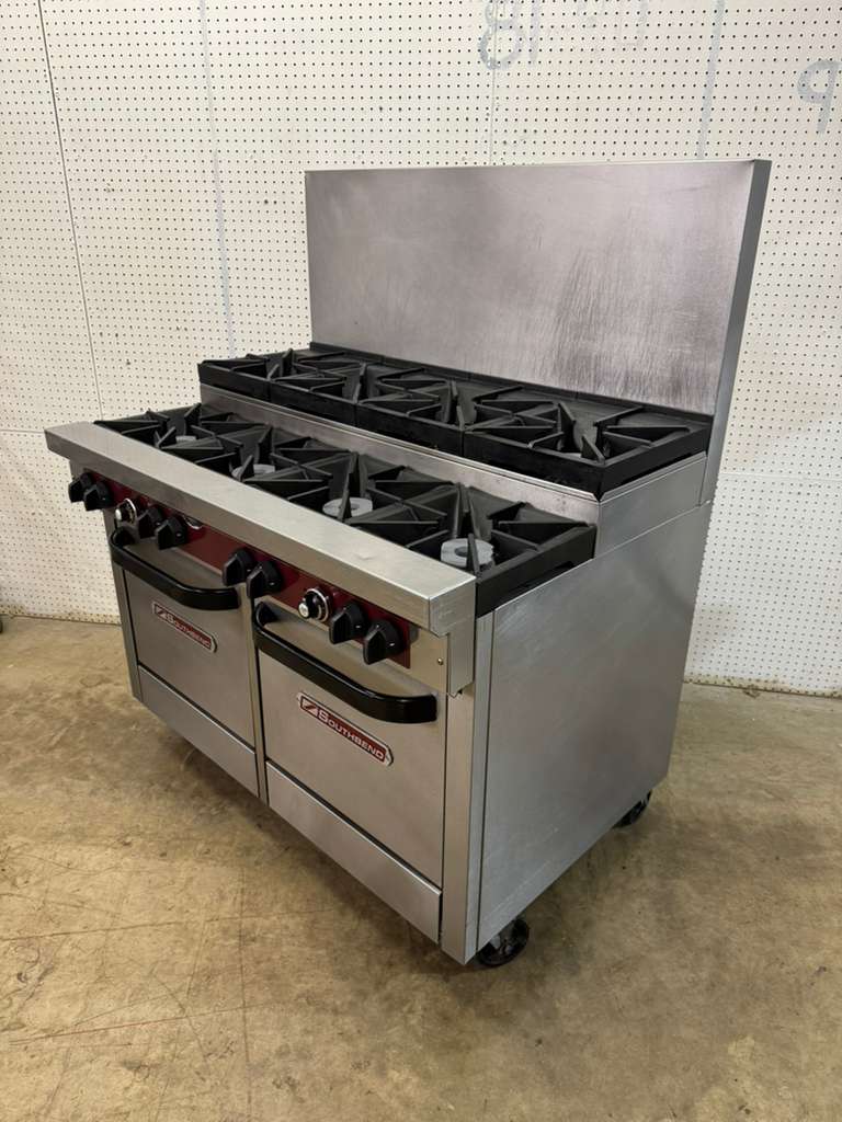 Used 48" Southbend X448EE 8 Burner Range w/ (2) Space Saver Ovens, Natural Gas