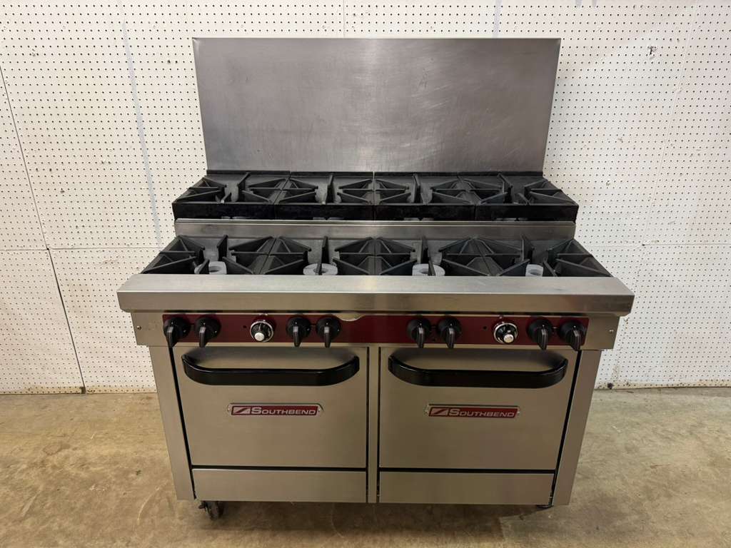 Used 48" Southbend X448EE 8 Burner Range w/ (2) Space Saver Ovens, Natural Gas