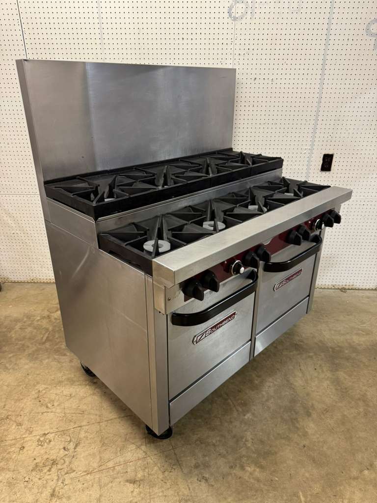 Used 48" Southbend X448EE 8 Burner Range w/ (2) Space Saver Ovens, Natural Gas