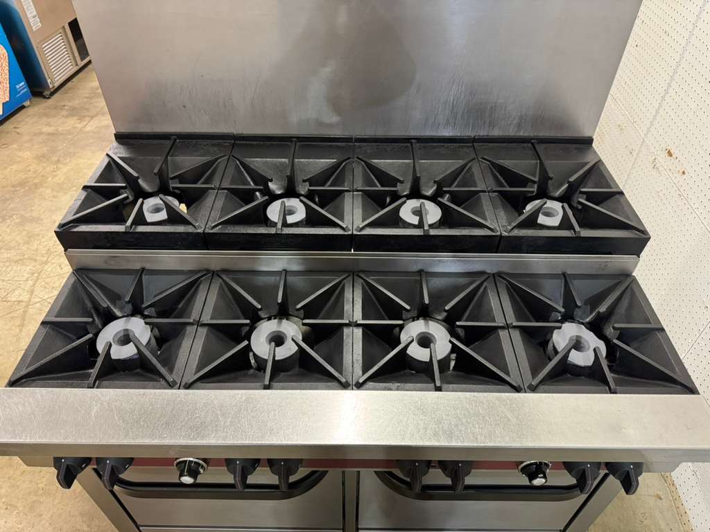 Used 48" Southbend X448EE 8 Burner Range w/ (2) Space Saver Ovens, Natural Gas