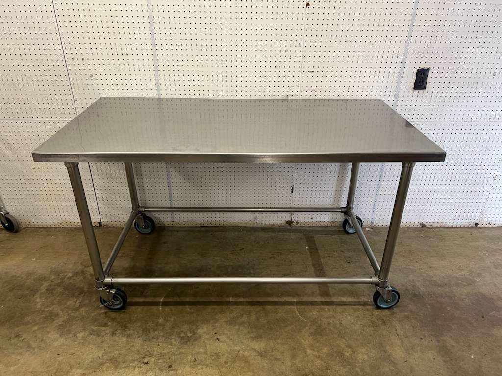 Used 60" X 30" Stainless Steel Table with Casters - FG