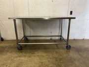 Used 60" X 30" Stainless Steel Table with Casters - FG
